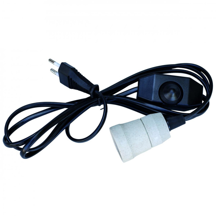 Dimmer, Eurostecker & Keramikfassung 2-adr., max 300 W 2m