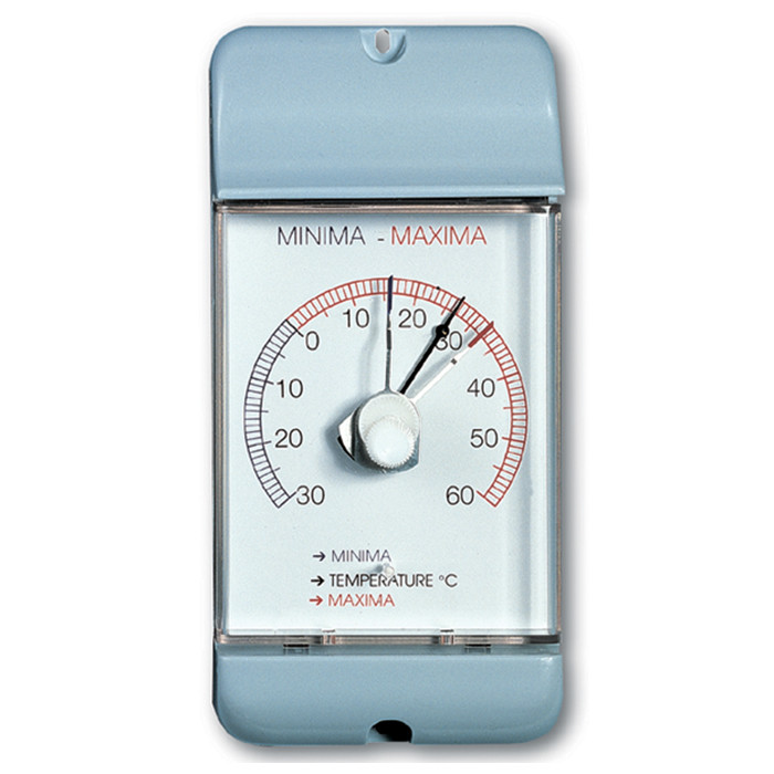 Maximum-Minimum Thermometer bimetall analog weiß/grau