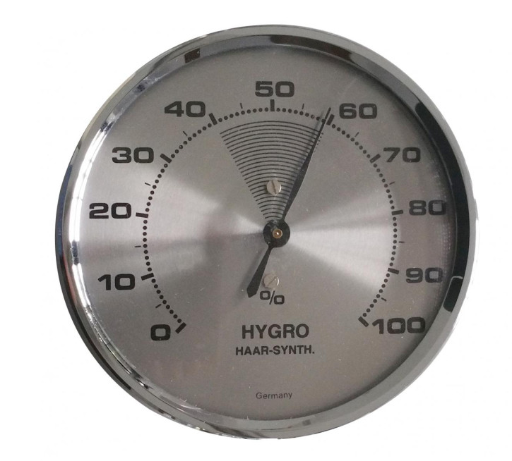 Hygrometer Haar - Synthetik, rund Ø70mm mit Silberring